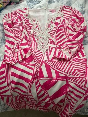 Lilly Pulitzer Pink and White Printed Tunic Dress